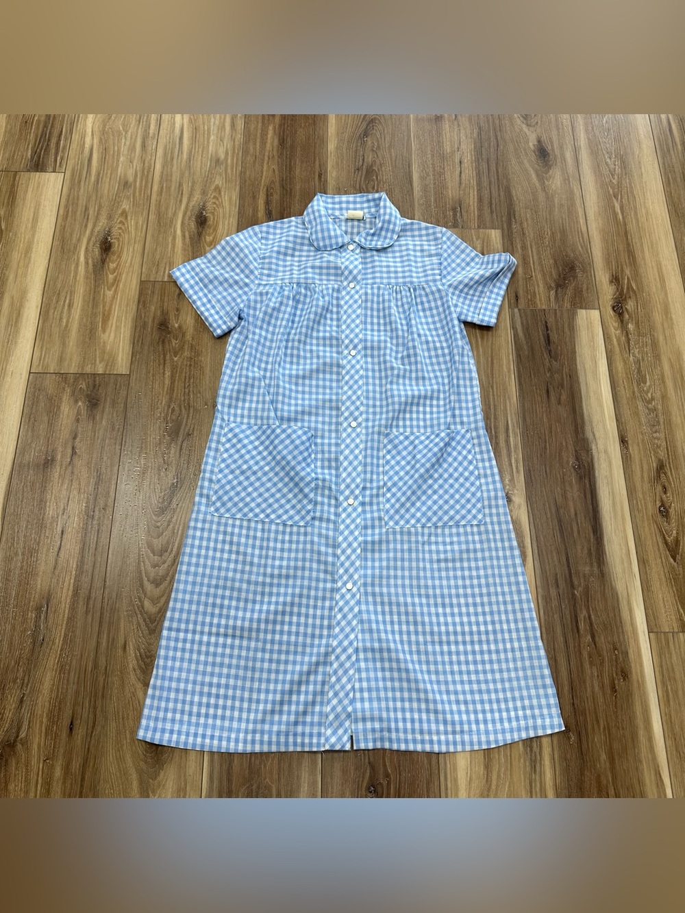 Vintage Sears Perma-Prest Gingham Button Front Shift Dress Made in USA, Size 10